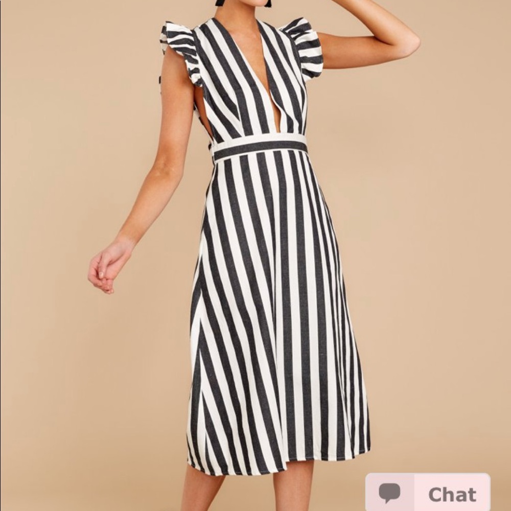 NWT stripes low cut midi dress